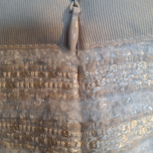 Love 21 Tweedy Skirt SzM Zip Back Vanilla/Creme Color Stripes Zip Pockets - Picture 6 of 8